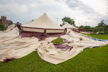 Tent down from back