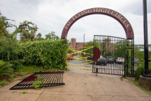 Front entrance gate down