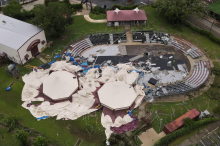 Tent blow down aerial view